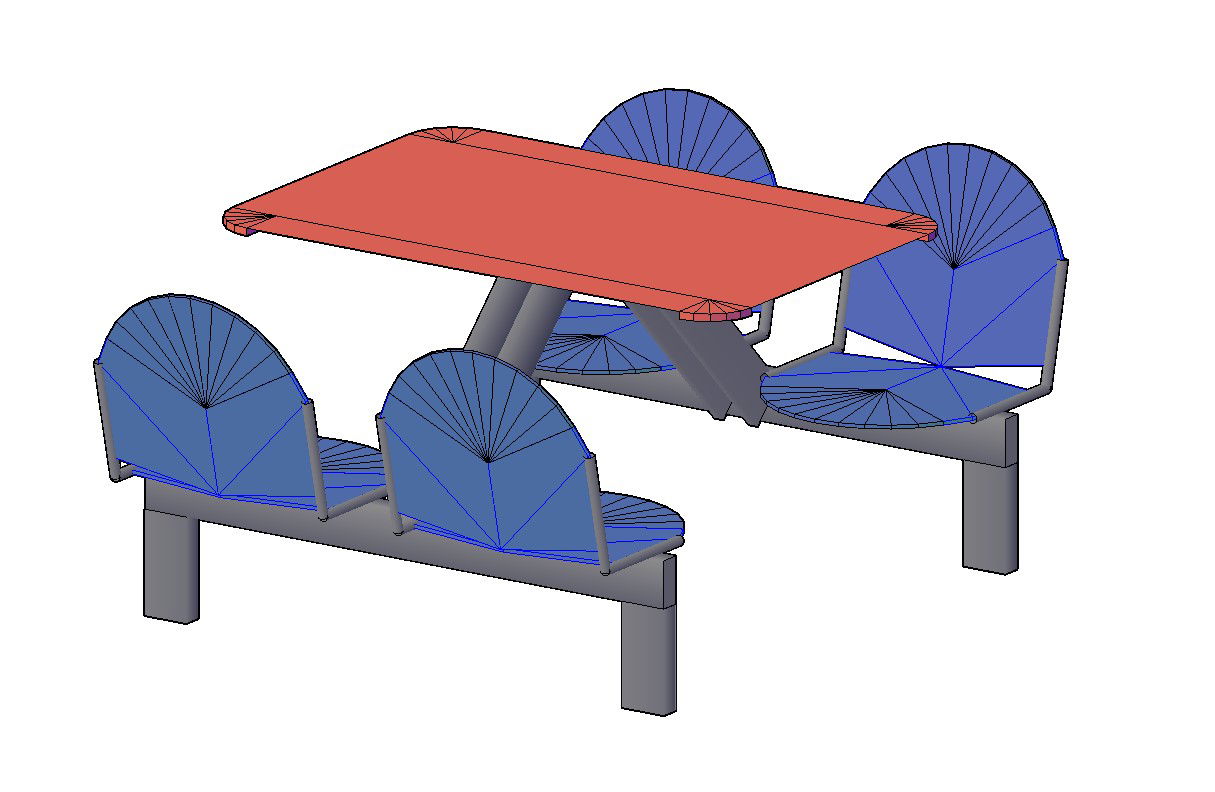 Free Download Public Setting 3D Table And Chairs AutoCAD File