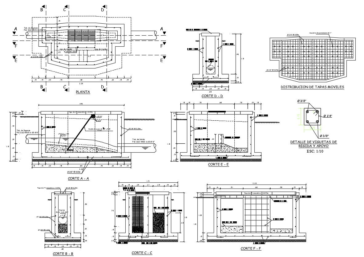 Free Download RCC Water Tank Design With Plan and sections AutoCAD File