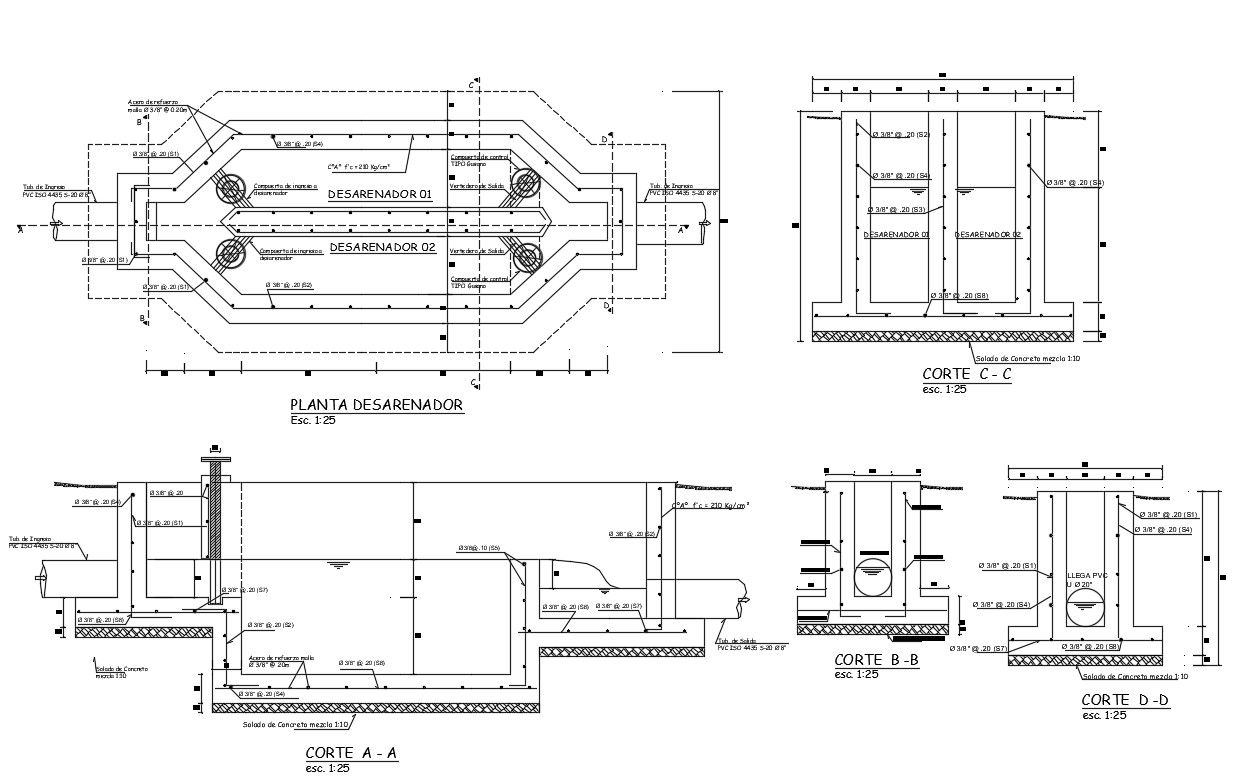 Free Download RCC Work Design Drawing Of Desarenador AutoCAD File