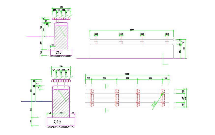 Free Download Railing Design DWG File