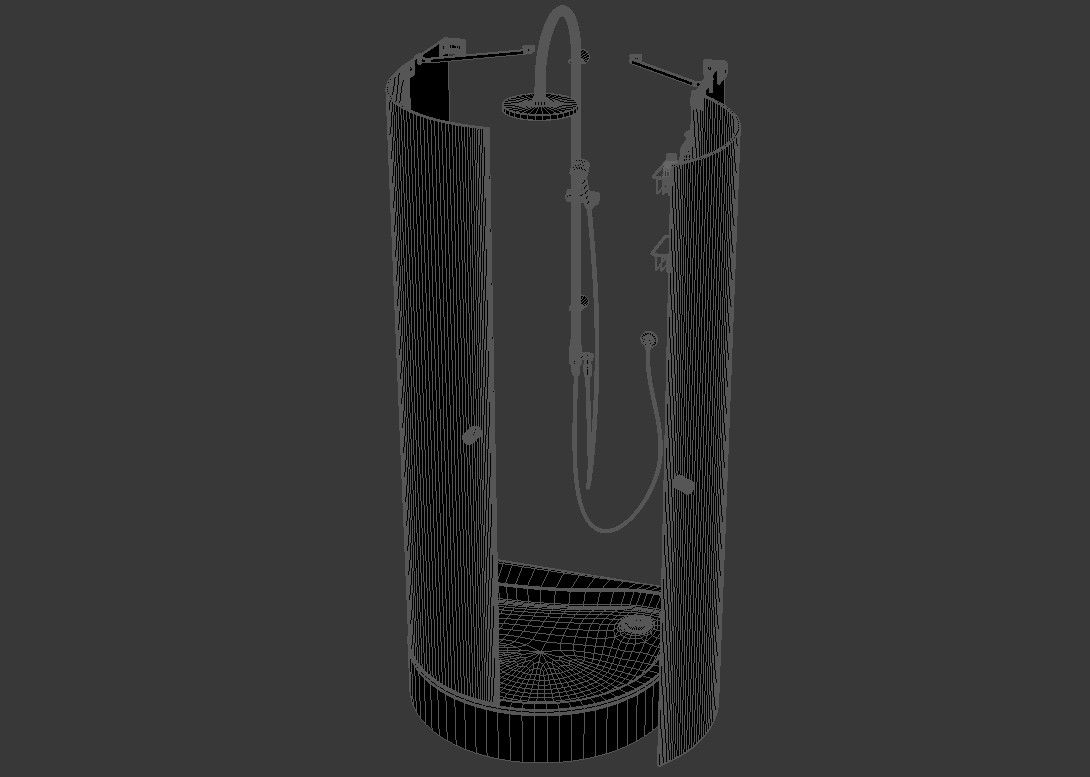 Free Download Round Shape Glass Shower Cubicle With Shower Panel 3D MAX File