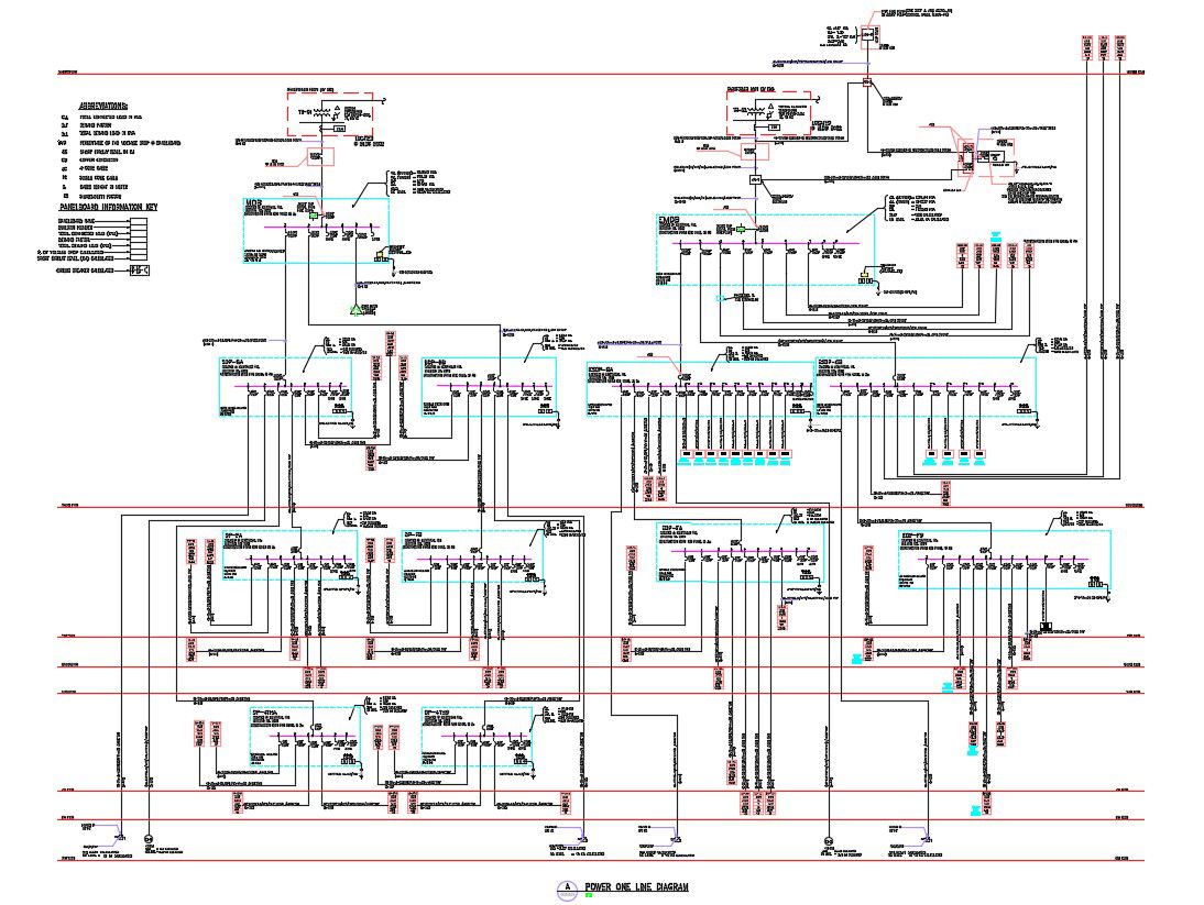 Single Line Diagram of Power System CAD DWG File with Detailed Layout