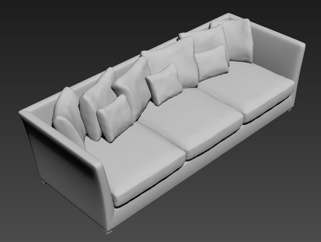Free Download Three Seater Wooden Sofa 3D MAX File