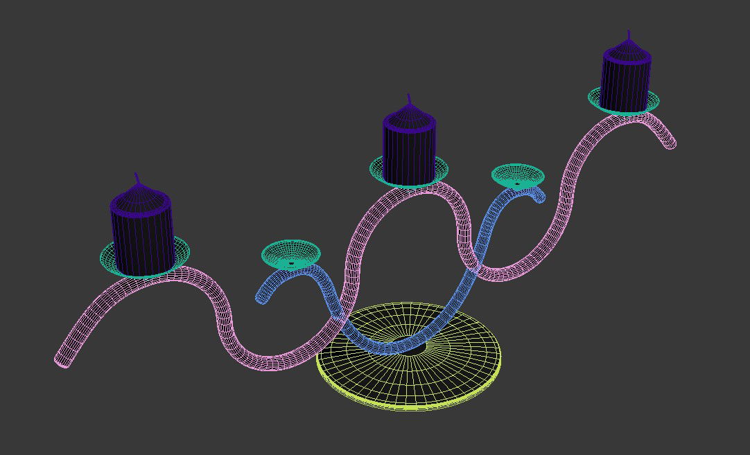Free Download Traditional Design Of Candle Stand With Candle 3D MAX File