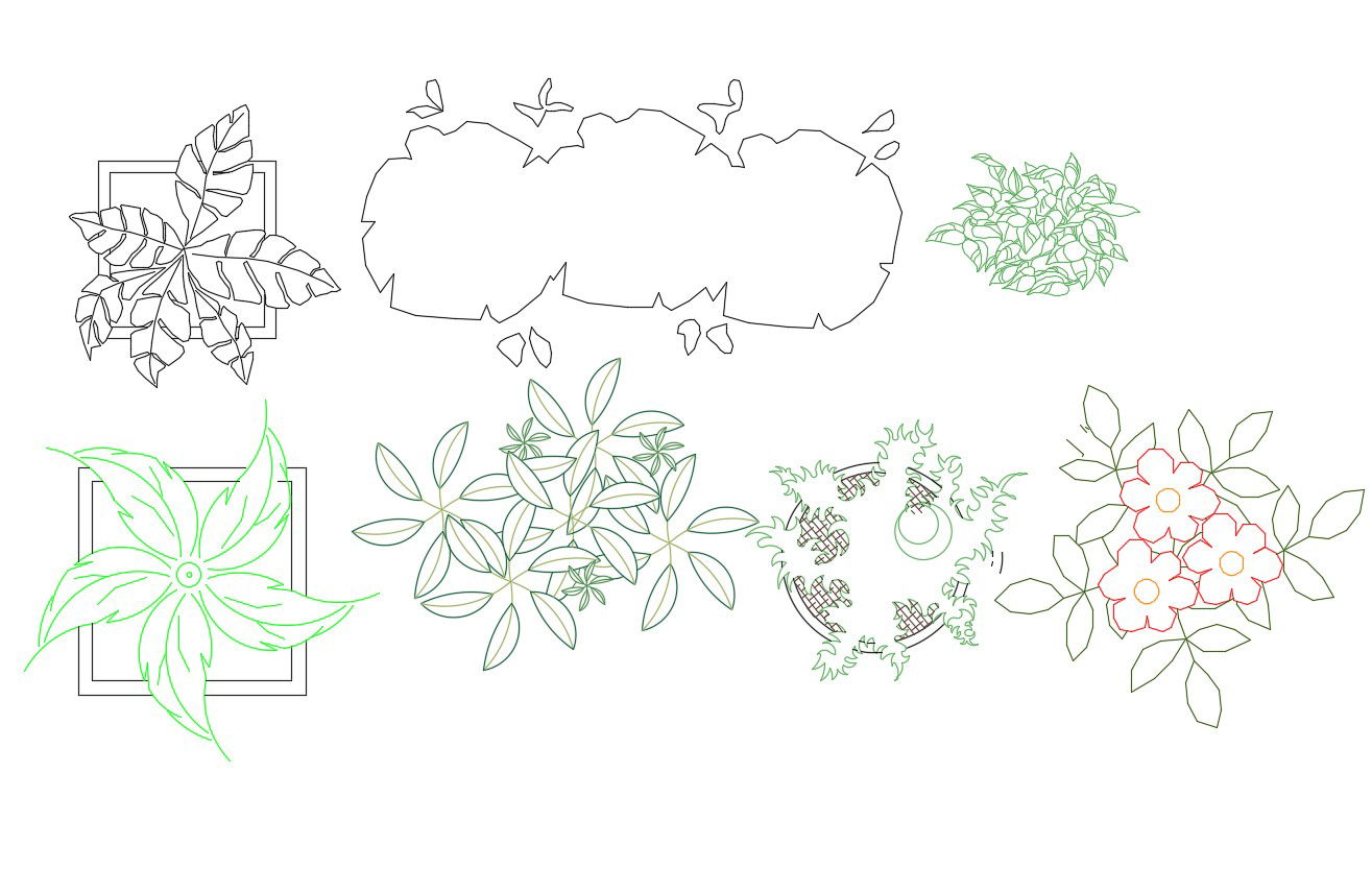 Free Download Tree Cad Block Plan Of Scrub Small Plants AutoCAD File