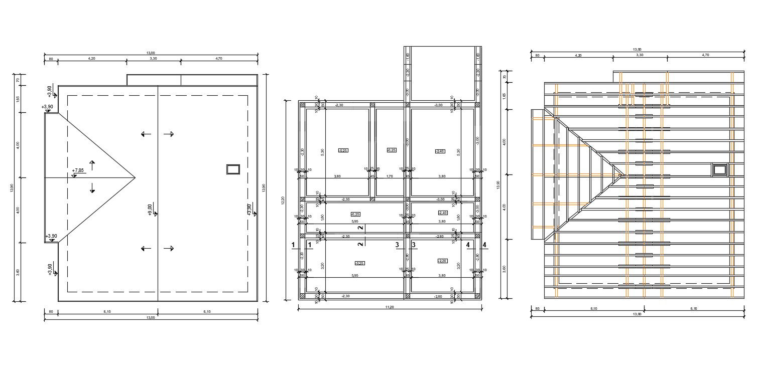 Free Download Truss Top Level Plan With Beam Column Grid Design AutoCAD File