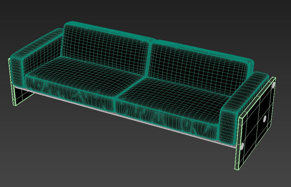 Free Download Two Seater Sofa With Heavy Handrest Rendered Drawing 3D Model