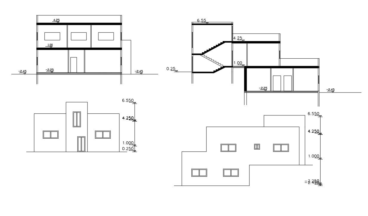Free House Building Design With Dimension CAD Drawing