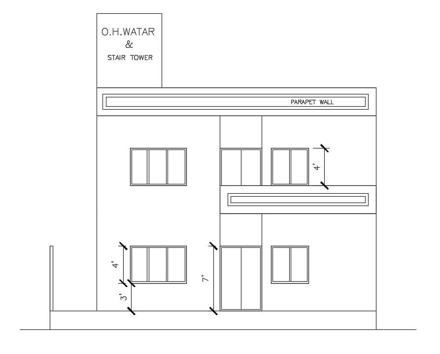Free House Elevation Design DWG File
