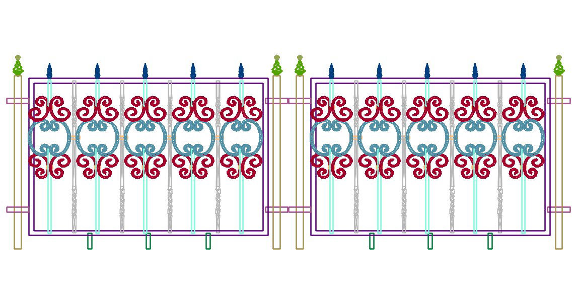 Free Iron Railing wall Elevation Design DWG File