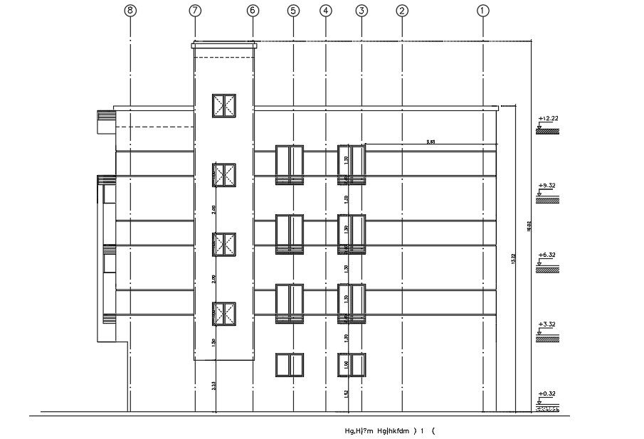 Free Download Apartment Building Side Elevation Design DWG File