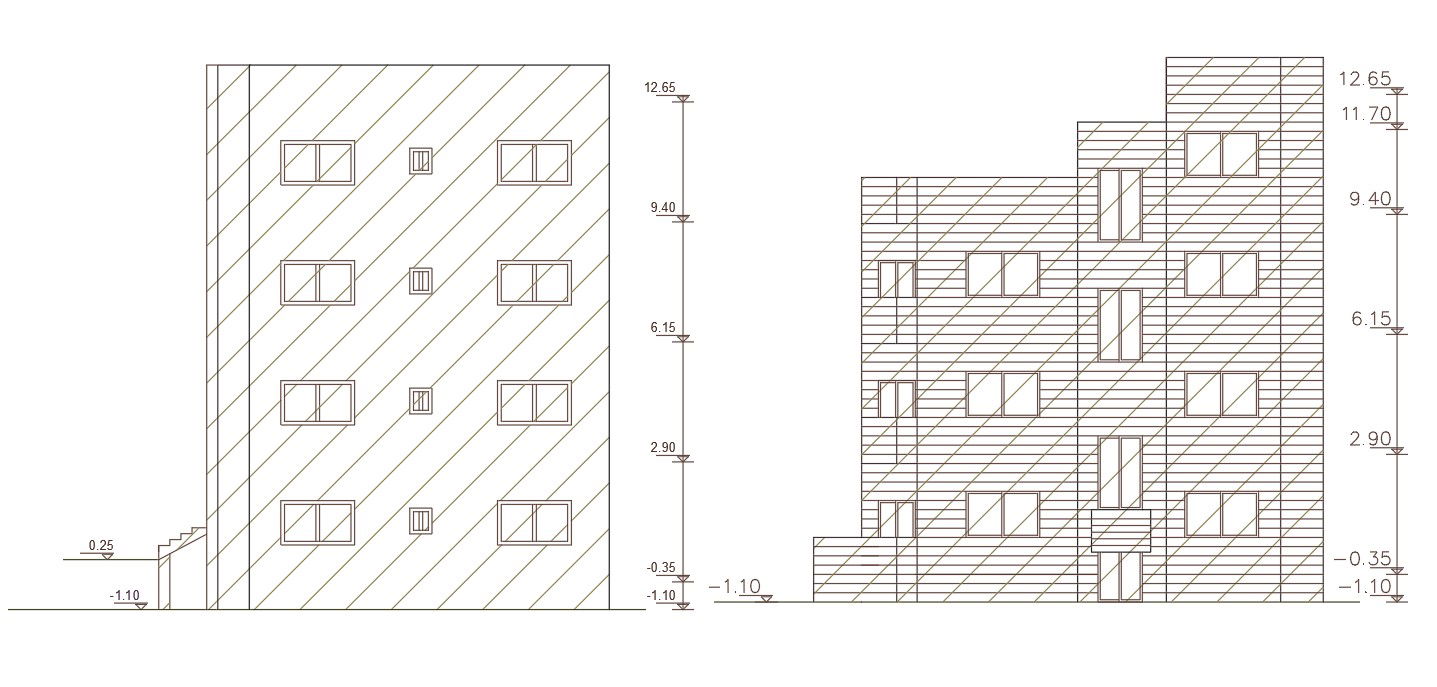Free Download Apartment Elevation Design DWG File