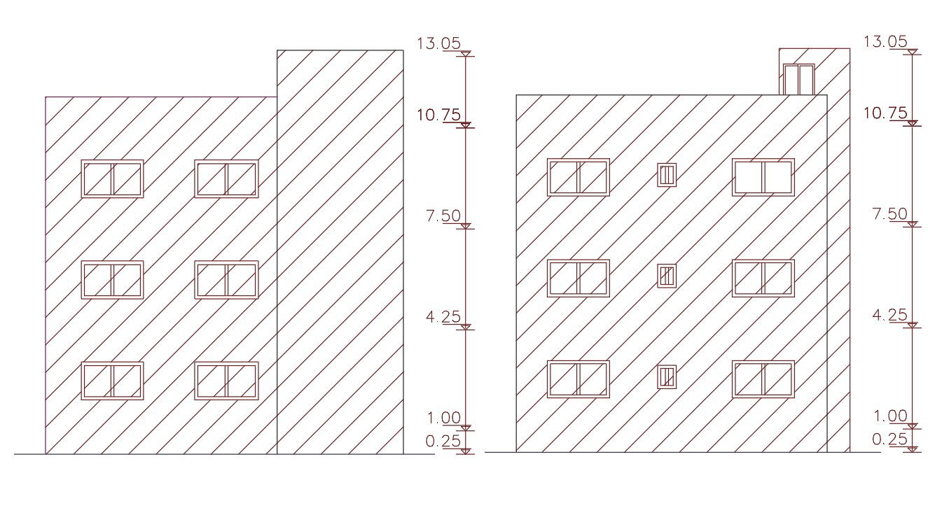 Free Download Apartment left And Rear side Elevation Design