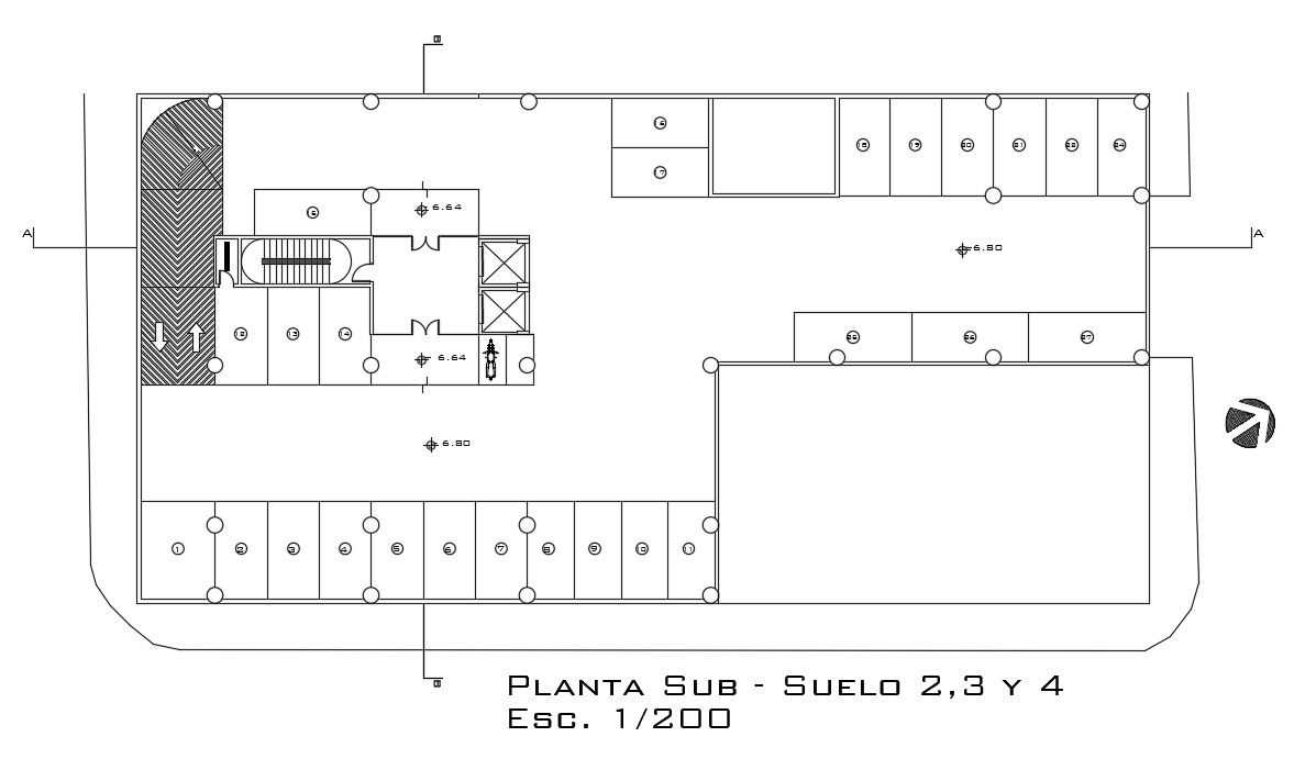 Free Download Basement Parking Plan AutoCAD Drawing DWG File