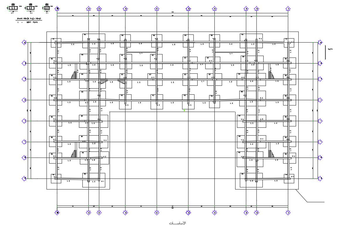 Free Download Column Center Line Plan Design DWG File