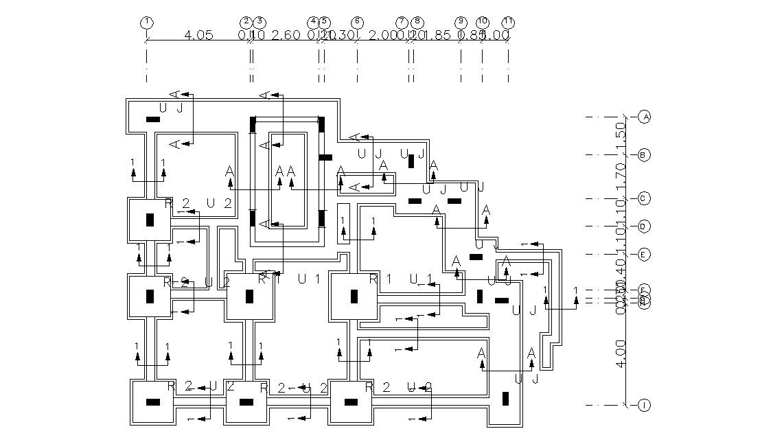 Free Download Column Footing Design With Center line AutoCAD File