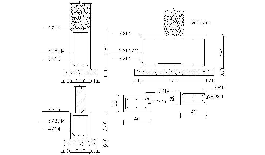 Free Download Column Foundation Sections Design CAD File