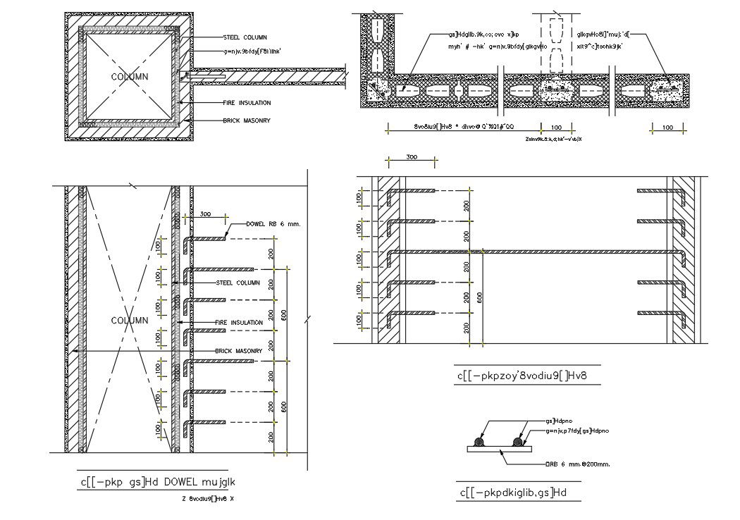 Free Download Column Plan And Section Drawing DWG File
