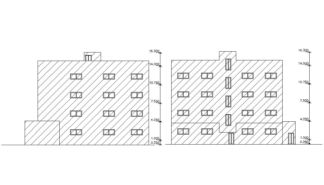 Free Download Four-Story Apartment Building Elevations Design