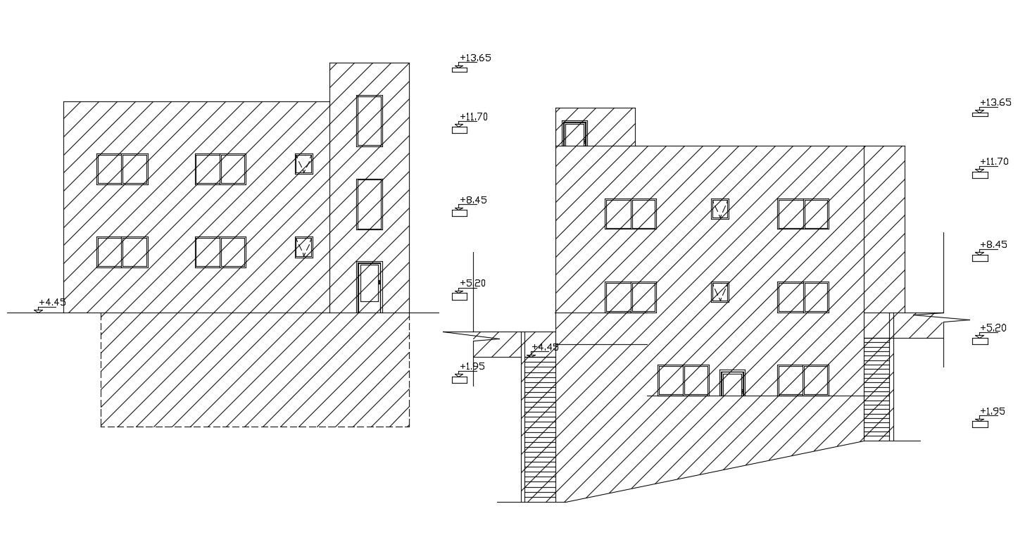 Free Download Front And Rear Elevation Design DWG File