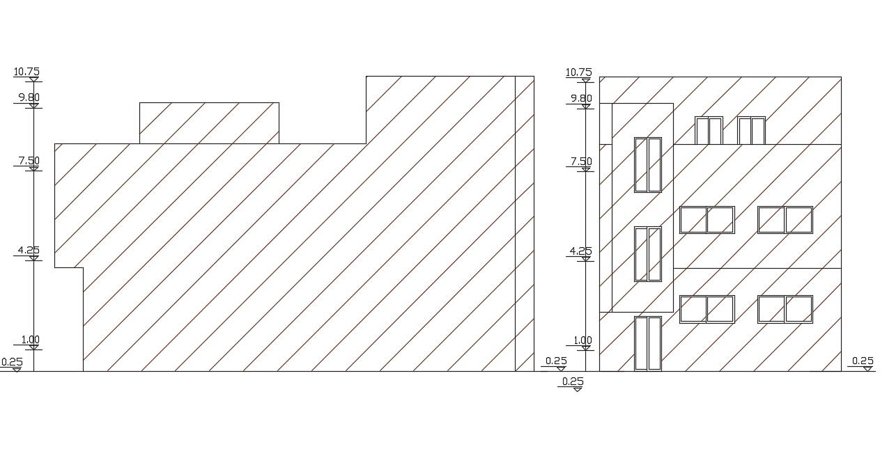 Free Download Front And Side Elevation Design DWG File