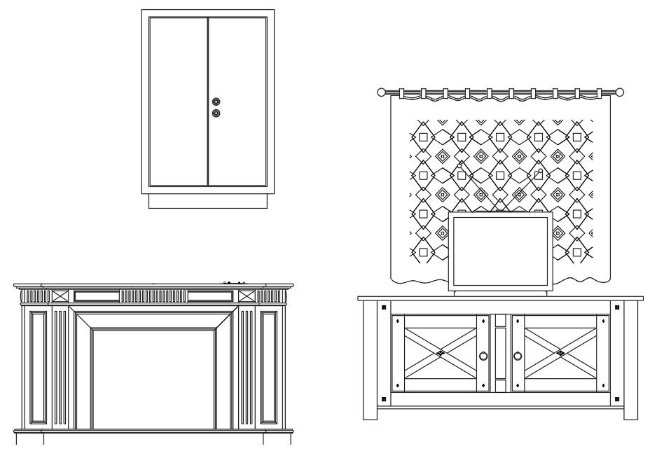 Free Download Furniture Table Front Elevation Drawing DWG File
