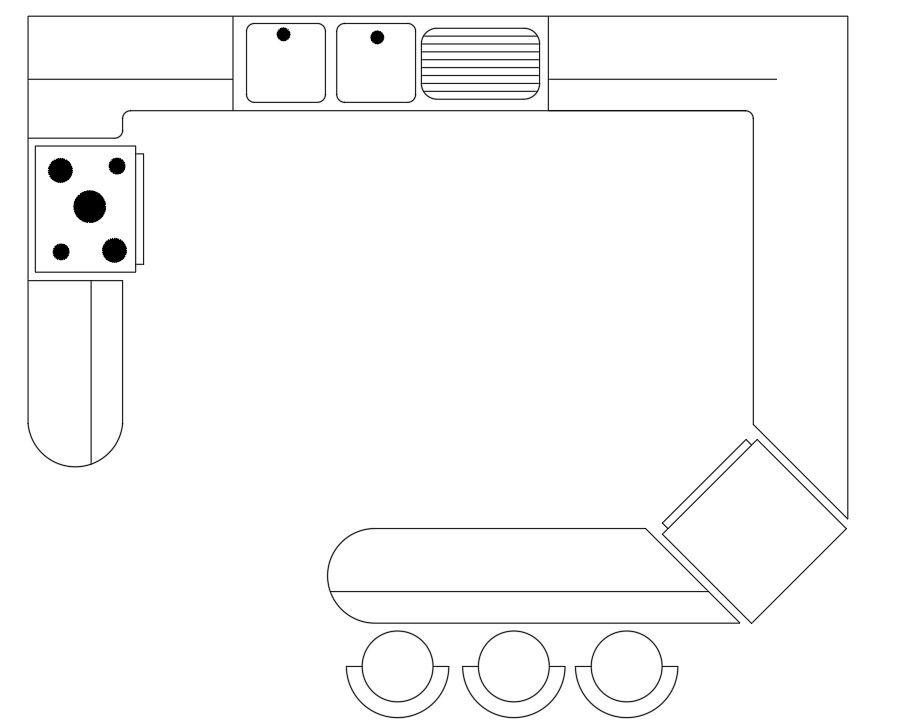 Free Download Kitchen Platform Top View Drawing AutoCAD File