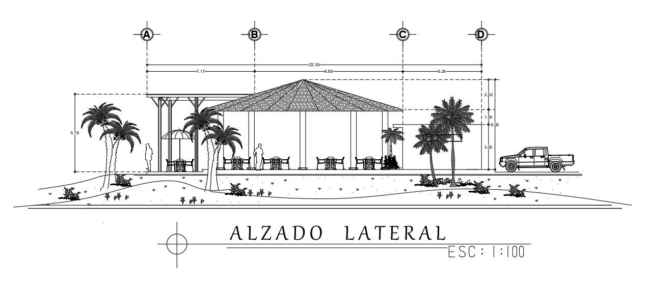 Free Download Restaurant Elevation Design AutoCAD Drawing