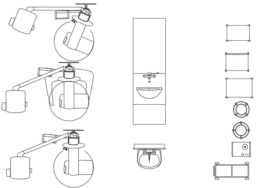 Free Hydraulic Operation Bed With OT Light CAD Blocks