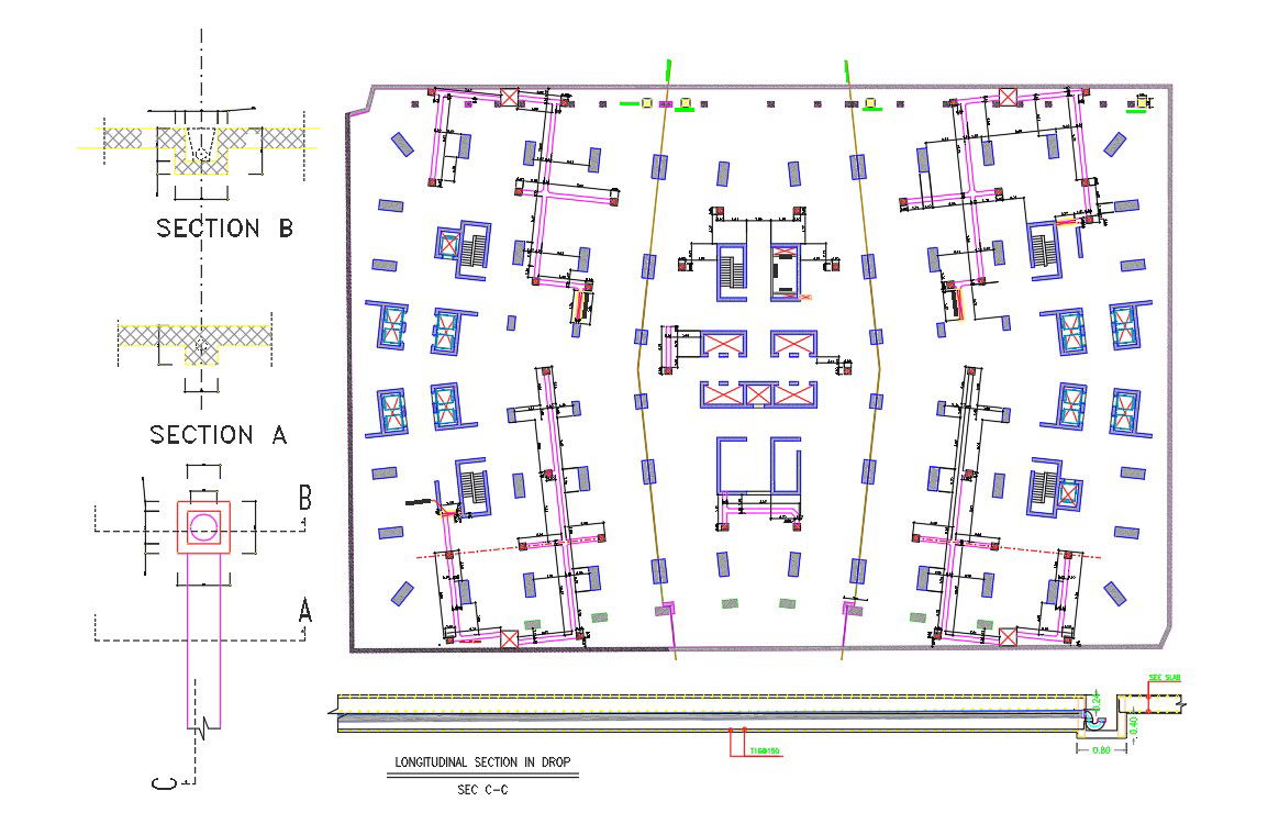 Free Section And Column Plan Drawing DWG File