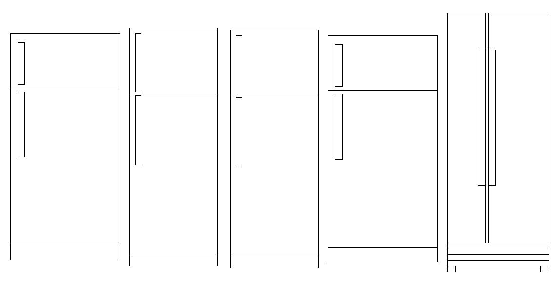 Fridge Front Elevation Design CAD Blocks