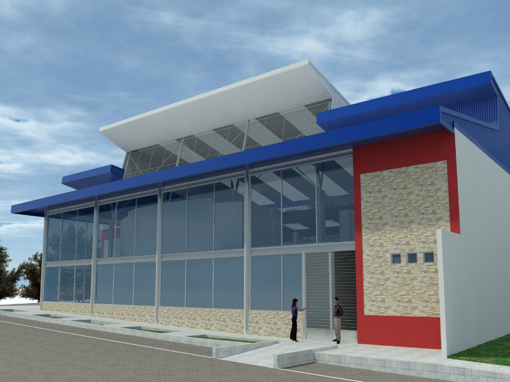 Front 3D Side Commercial Elevation Plans DWG Building Design File