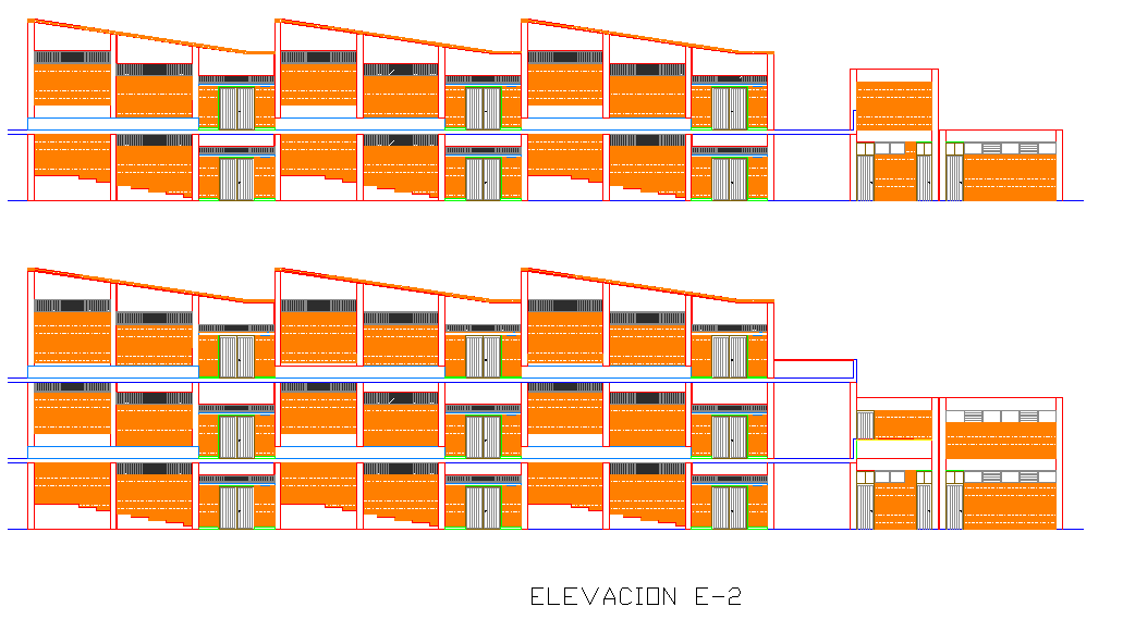 Front Elevation and back elevation college detail dwg file