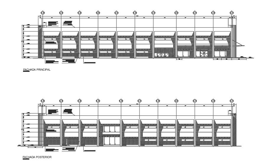 Front Elevation and back elevation detail dwg file