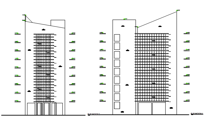 Front Elevation and back elevation detail dwg file