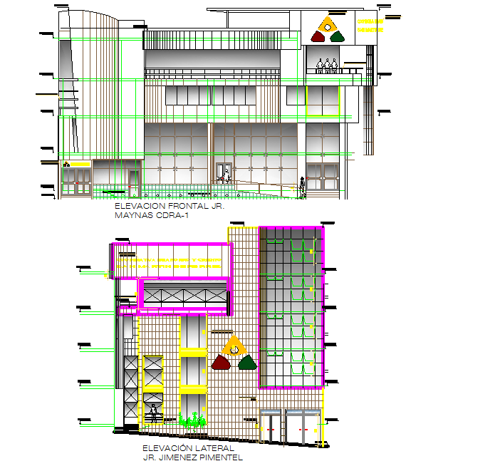 Front Elevation and back elevation detail dwg file