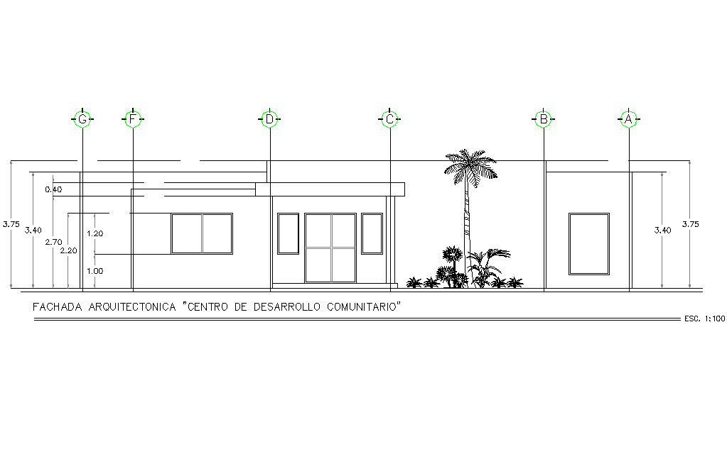 Front Elevation community development center detail