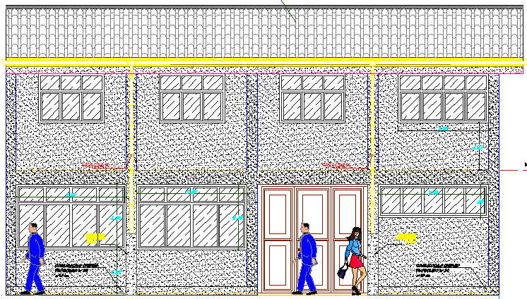 Front Elevation of Draft Local Community Office Architecture Layout dwg file