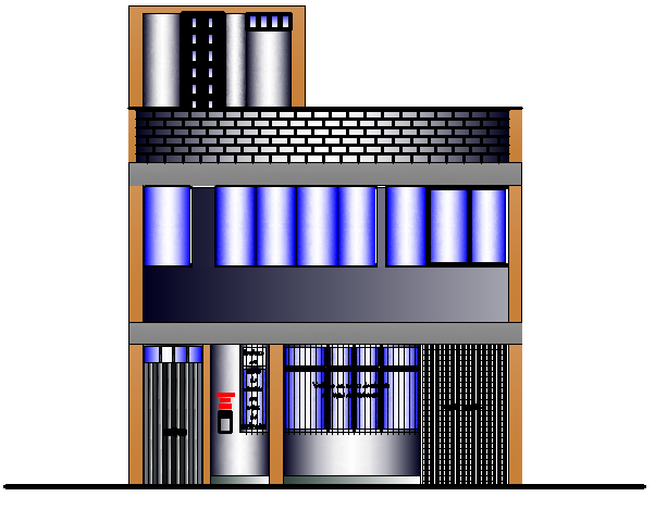 Front Elevation of Housing Project dwg file