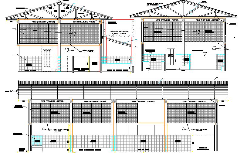 Front Elevation of Multi Purpose Industrial Plant dwg file