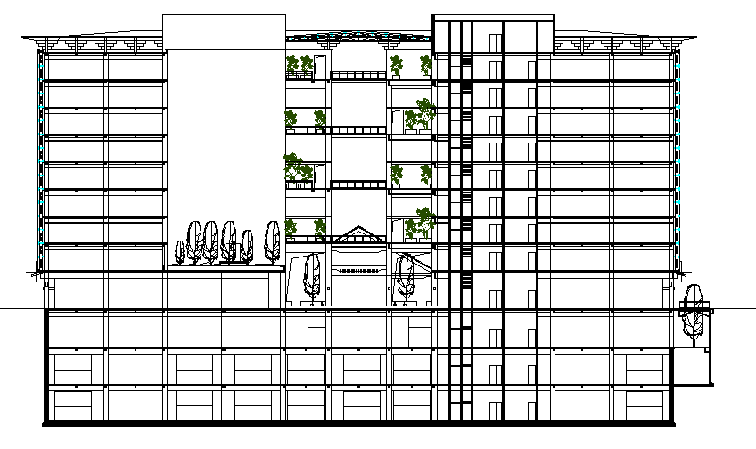 Front Side Elevation Design in cad file