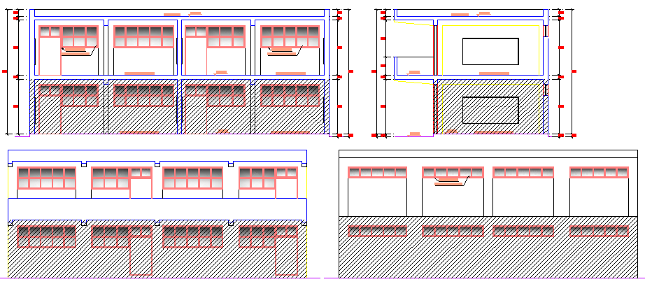 Front and Back Elevations of High School Project dwg file