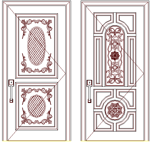 Front and bedroom door designing blocks of house dwg file