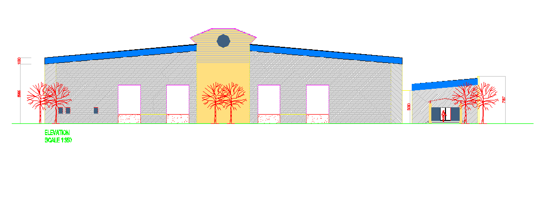 Front building elevation details