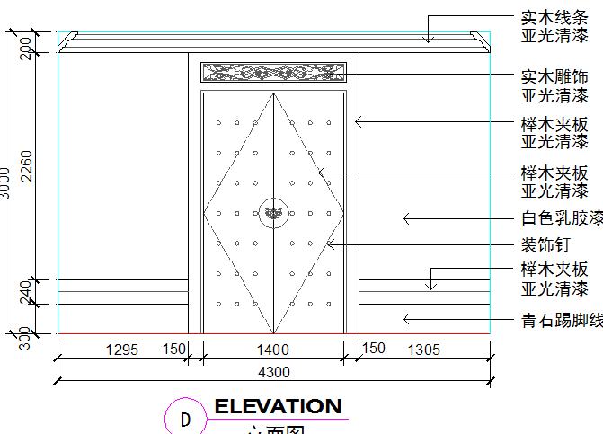 Front door and wall cad elevation design dwg file