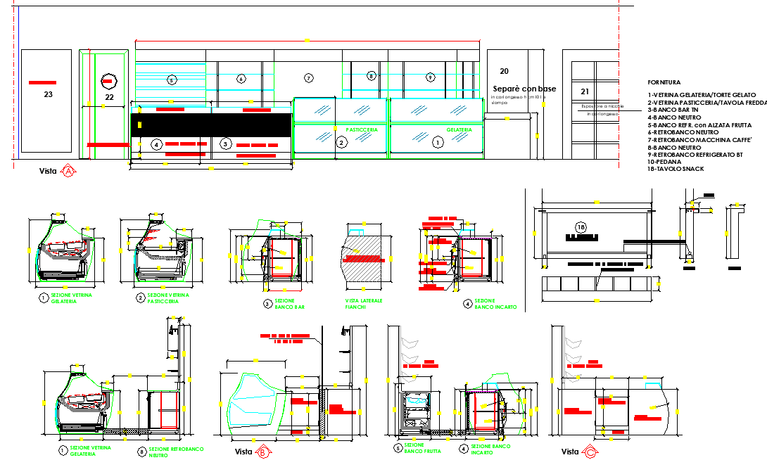 Front elevation Ice cream shop layout file