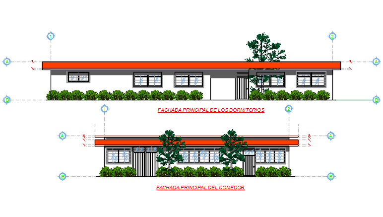 Front elevation and back elevation plan detail dwg file