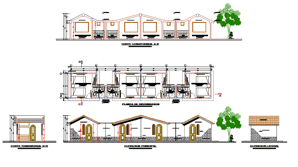 Front elevation and side elevation detail dwg file