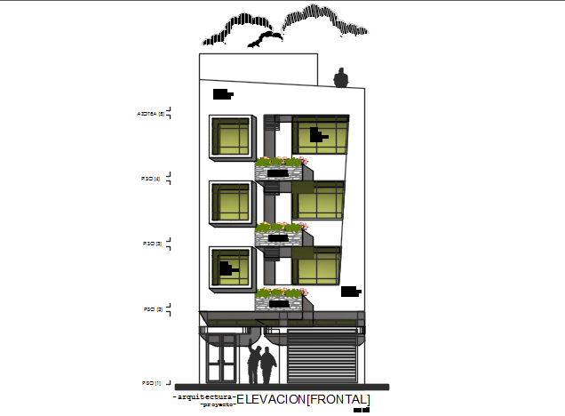 Front elevation detail dwg file