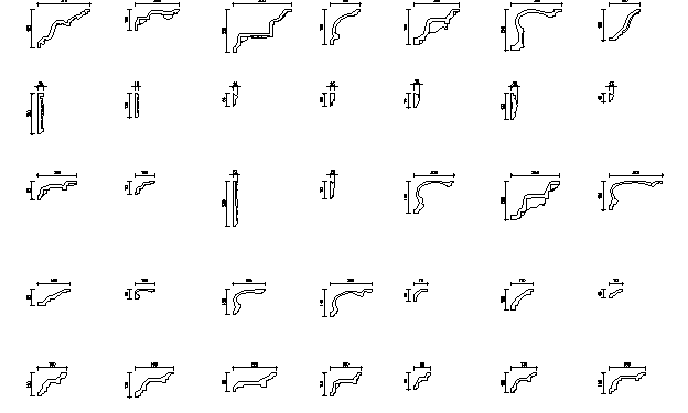 Front elevation detail of cornices
